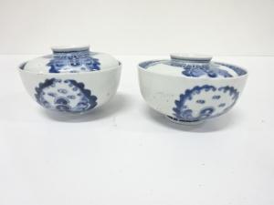 古伊万里　染付　蓋物碗　2客